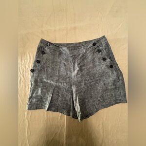 INC Linen Charcoal Shorts With Side Button Detail Size 8